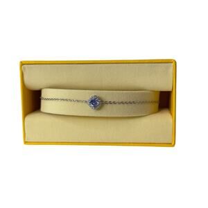 Swarovski Una Angelic bracelet Cushion cut, Blue, Rhodium plated M
